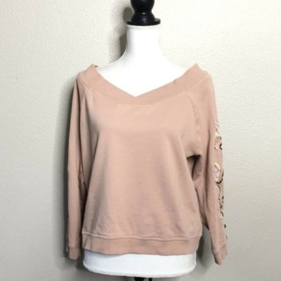 Rebecca Minkoff Macey Pink Off Shoulder Sweatshirt - Picture 5 of 7